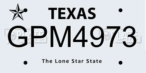 GPM4973 Texas License Plate