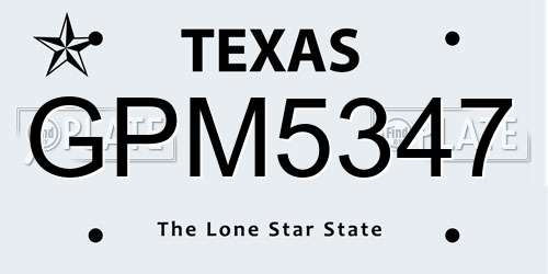 GPM5347 Texas License Plate
