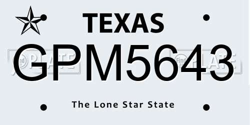 GPM5643 Texas License Plate