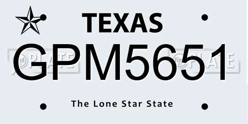 GPM5651 Texas License Plate
