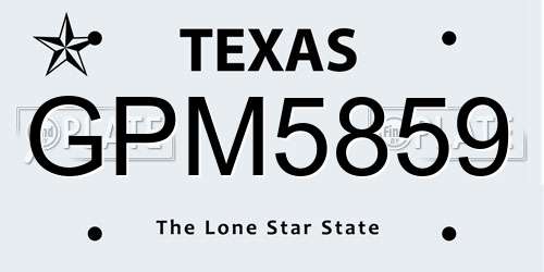 GPM5859 Texas License Plate