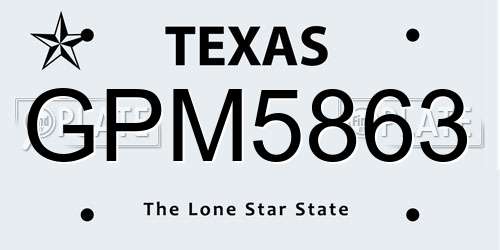 GPM5863 Texas License Plate