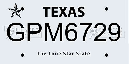 GPM6729 Texas License Plate