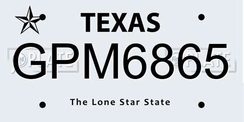 GPM6865 Texas License Plate