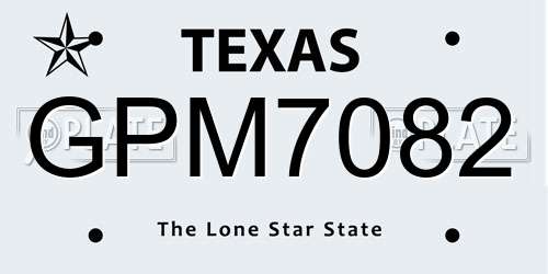 GPM7082 Texas License Plate
