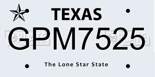 GPM7525 Texas License Plate