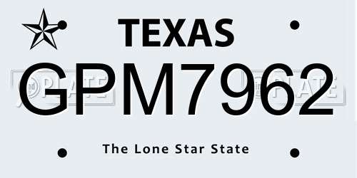 GPM7962 Texas License Plate