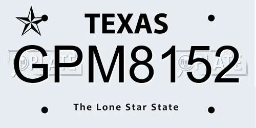 GPM8152 Texas License Plate