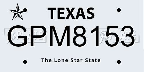GPM8153 Texas License Plate