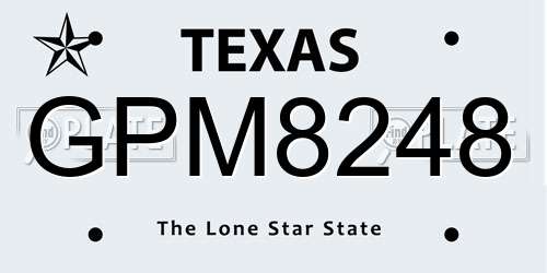 GPM8248 Texas License Plate