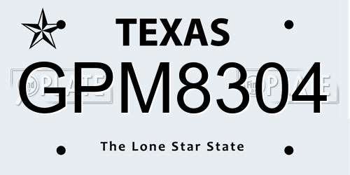 GPM8304 Texas License Plate