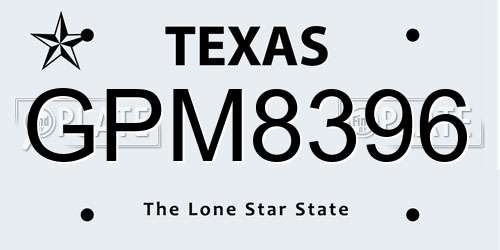 GPM8396 Texas License Plate