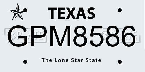 GPM8586 Texas License Plate