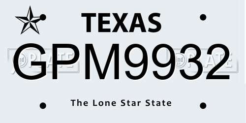 GPM9932 Texas License Plate