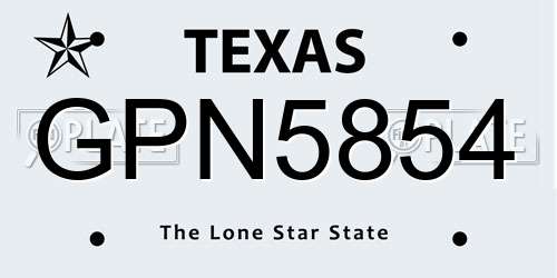 GPN5854 Texas License Plate