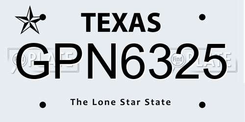 GPN6325 Texas License Plate
