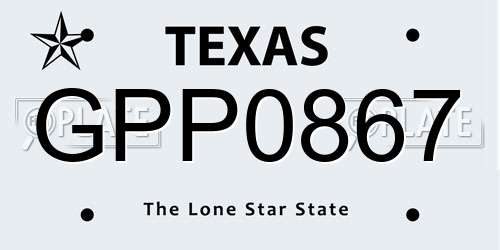 GPP0867 Texas License Plate