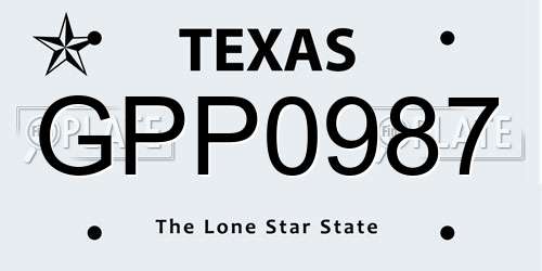 GPP0987 Texas License Plate