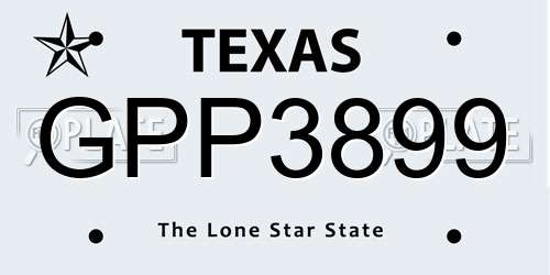 GPP3899 Texas License Plate