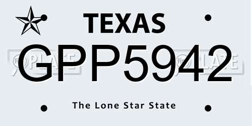 GPP5942 Texas License Plate