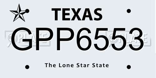 GPP6553 Texas License Plate