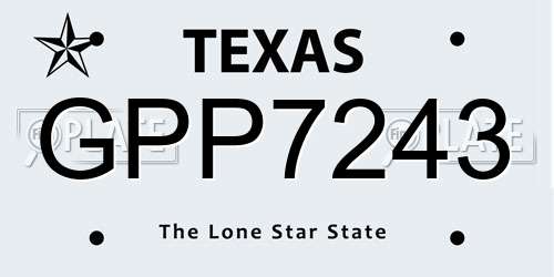 GPP7243 Texas License Plate