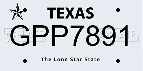 GPP7891 Texas License Plate