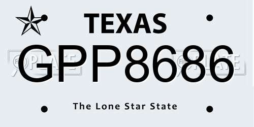 GPP8686 Texas License Plate