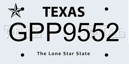 GPP9552 Texas License Plate