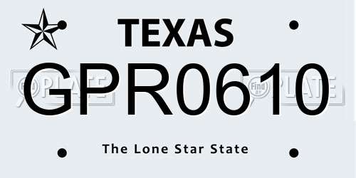 GPR0610 Texas License Plate