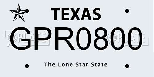 GPR0800 Texas License Plate