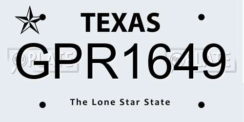 GPR1649 Texas License Plate