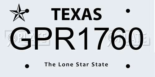 GPR1760 Texas License Plate