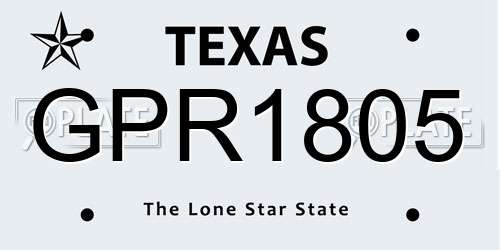 GPR1805 Texas License Plate