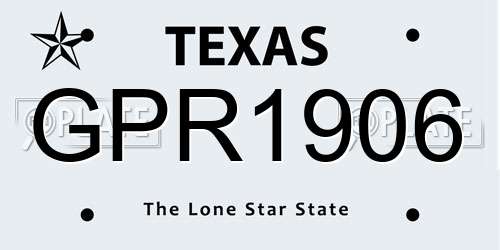 GPR1906 Texas License Plate