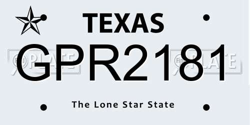 GPR2181 Texas License Plate