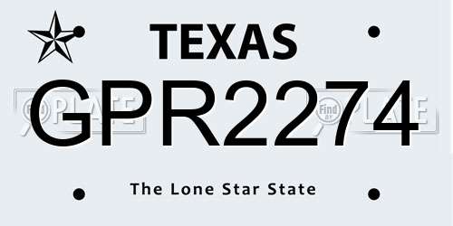 GPR2274 Texas License Plate