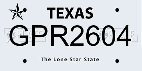 GPR2604 Texas License Plate