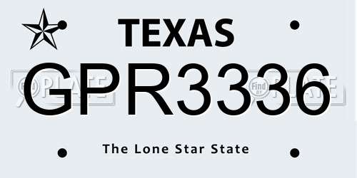 GPR3336 Texas License Plate