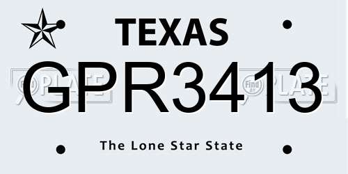 GPR3413 Texas License Plate