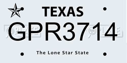 GPR3714 Texas License Plate