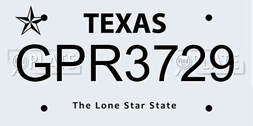 GPR3729 Texas License Plate