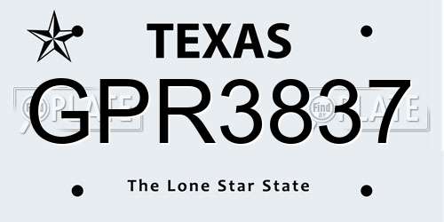 GPR3837 Texas License Plate