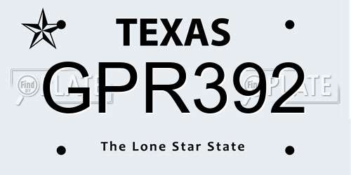GPR392 Texas License Plate