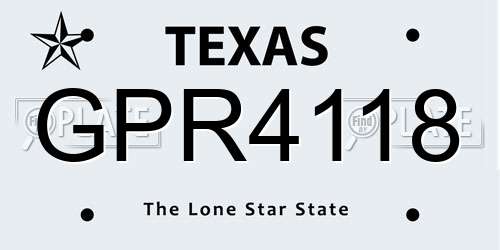 GPR4118 Texas License Plate