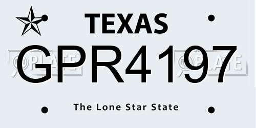 GPR4197 Texas License Plate