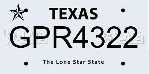 GPR4322 Texas License Plate