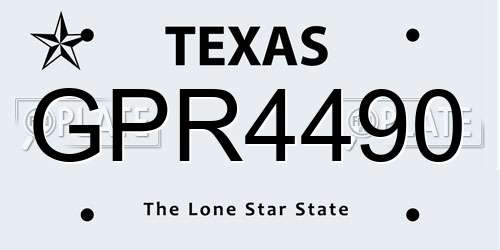 GPR4490 Texas License Plate