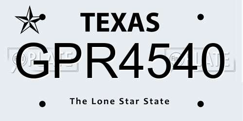 GPR4540 Texas License Plate