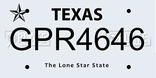 GPR4646 Texas License Plate